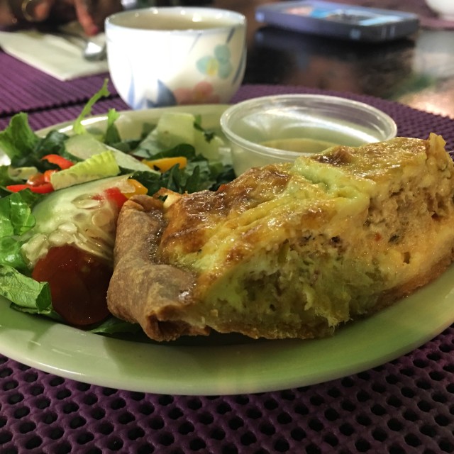 Saltfish quiche & salad at E's Garden Tea House.