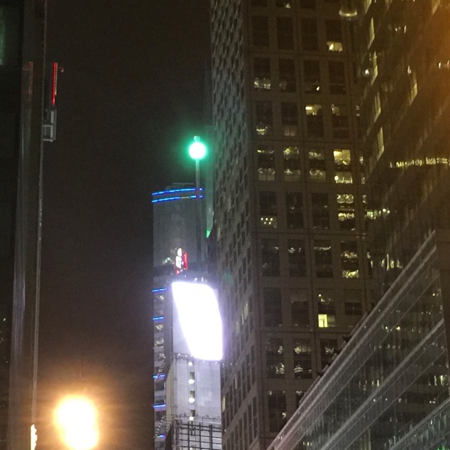 The New Year's Eve Ball changed to green.