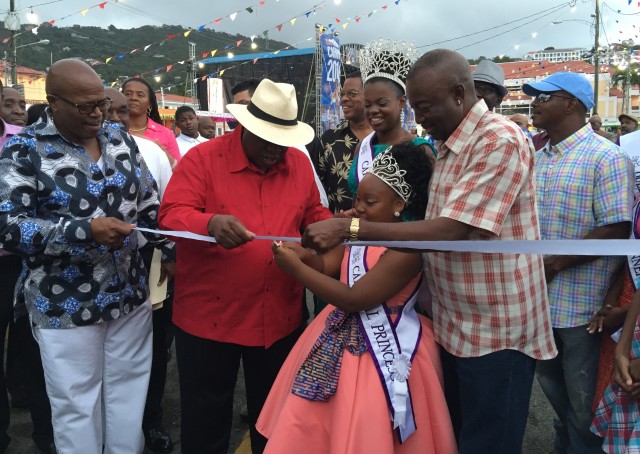 The official opening of the Children Village. Gov. Mapp (left), Carnival Princess Laila Evelyn (middle) and Lt. Gov. Potter (right).